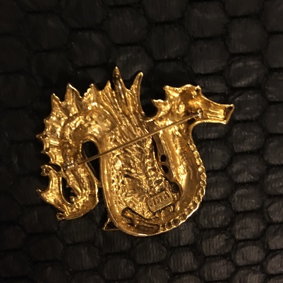 Metropolitan Museum of Art AWESOME Gilded Dragon Pin. Stamped. Gorgeous. - Picture 2 of 3